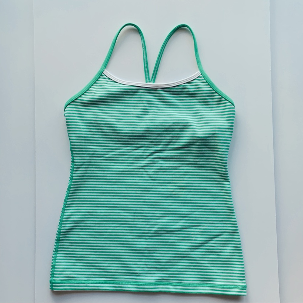 Lululemon Power Y tank green/white stripe